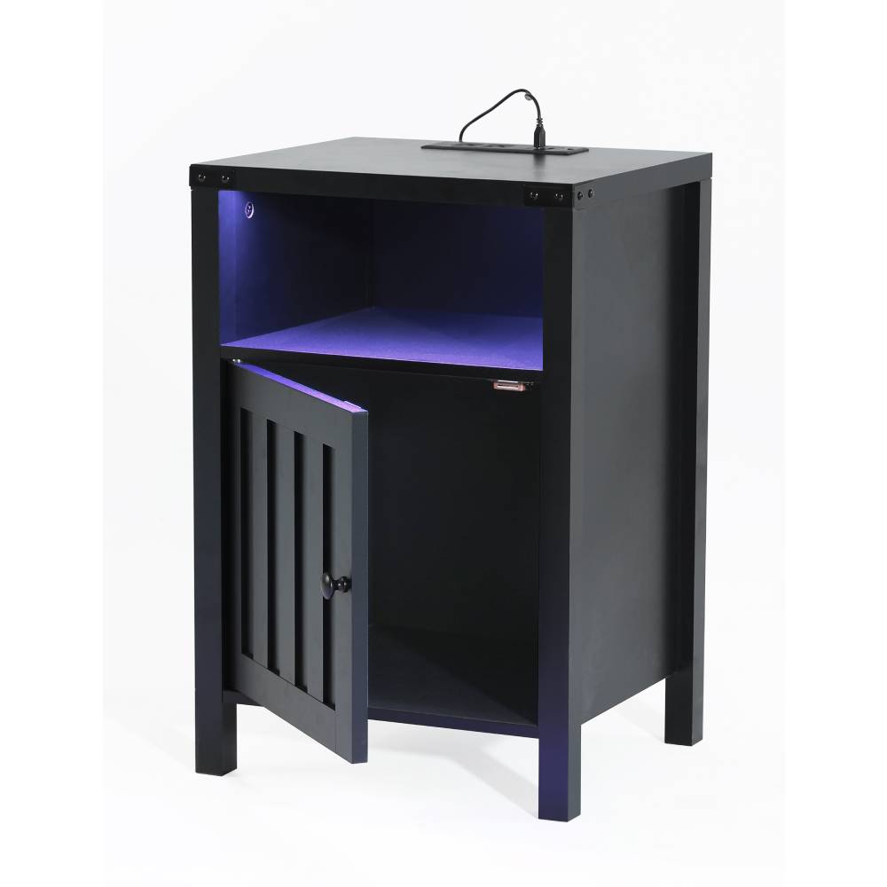 Evajoy BF001 End Table with Charging Station, Side Table with RGB Light Strip 2024