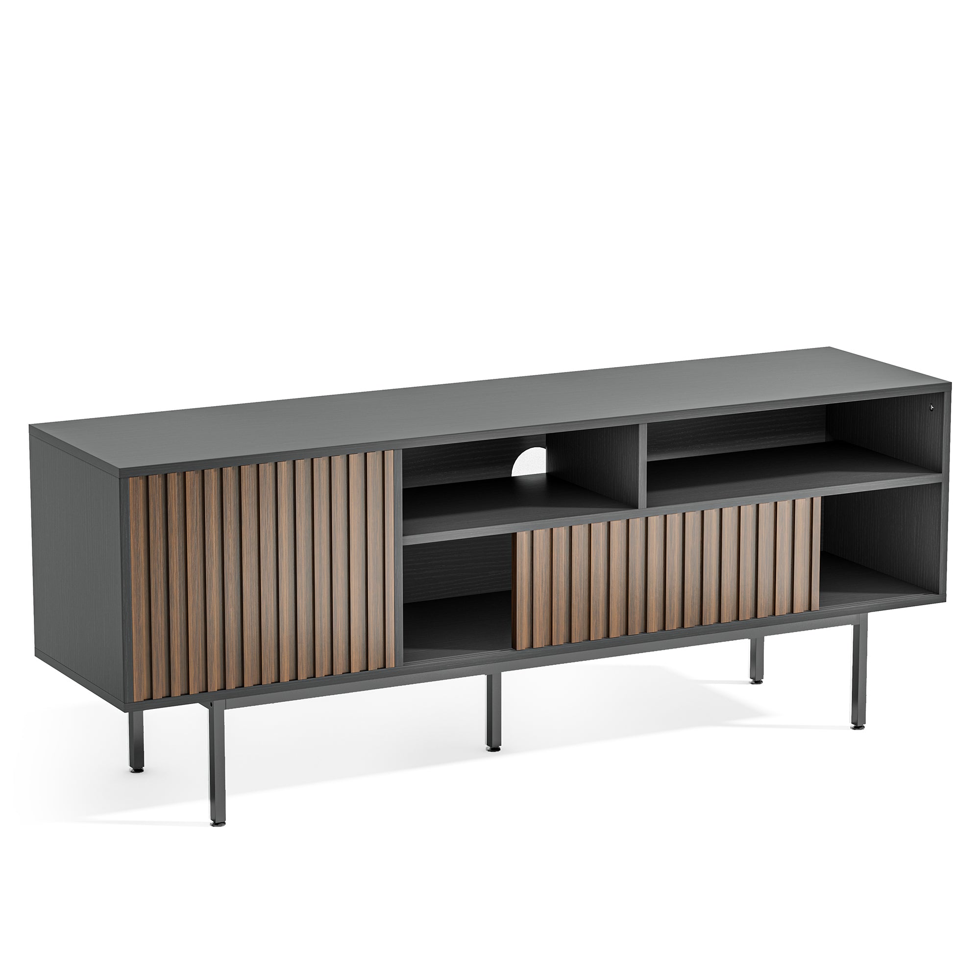 Evajoy LRF008 TV Stand, Wood Entertainment Center with Storage Shelves Cabinet, 59" Mid Century Modern Television Stand