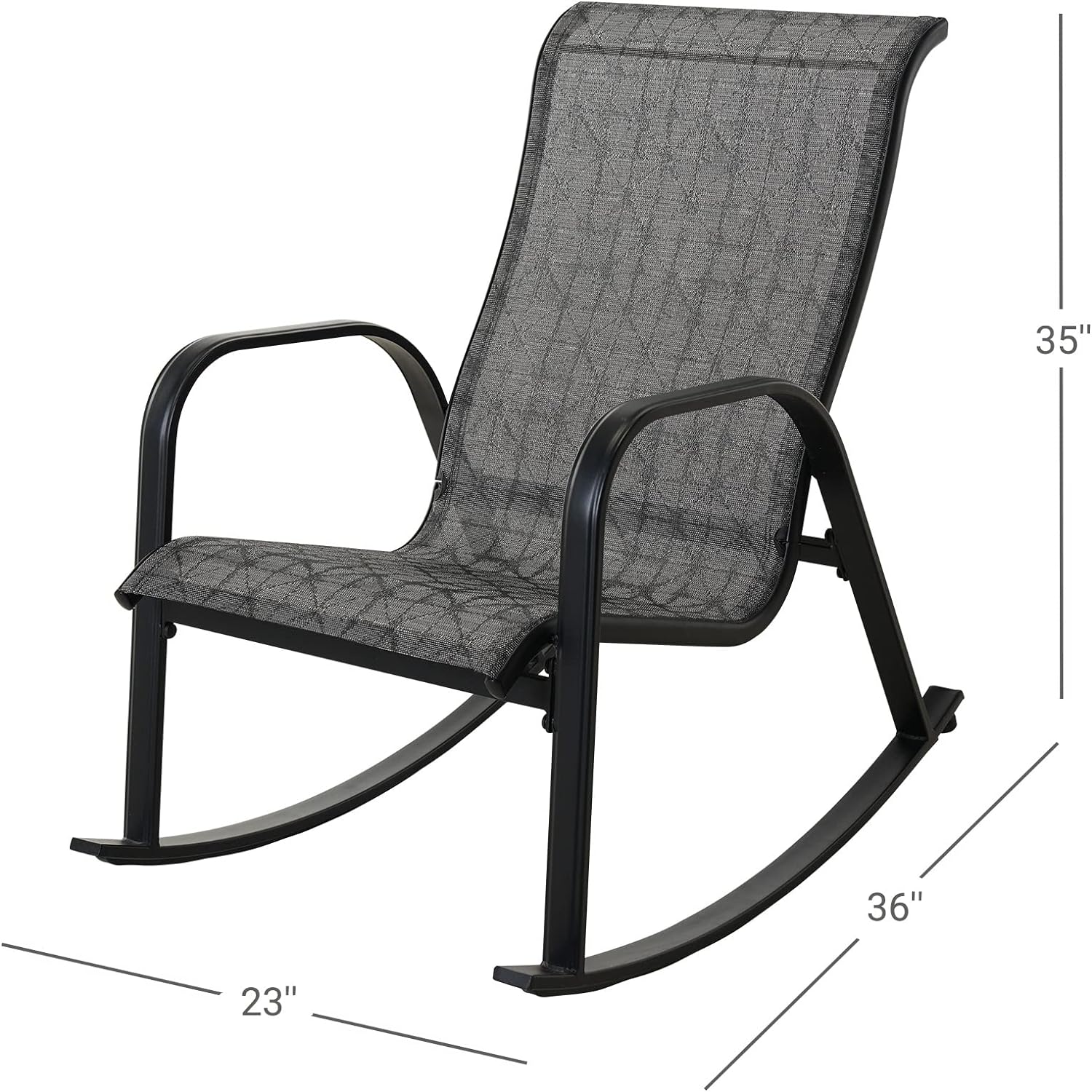 3-Piece Outdoor Bistro Set, 2PC Mesh Sling Rocking Chair(Black&grey Plaid)