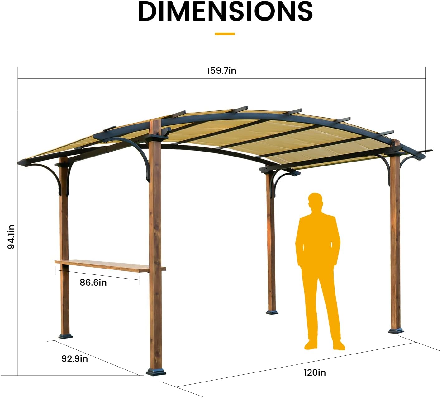 OLILAWN Pergola 8.5' X 13', Steel Arched Pergola with Sturdy Rust-Resistant Powder-Coated Steel Frame