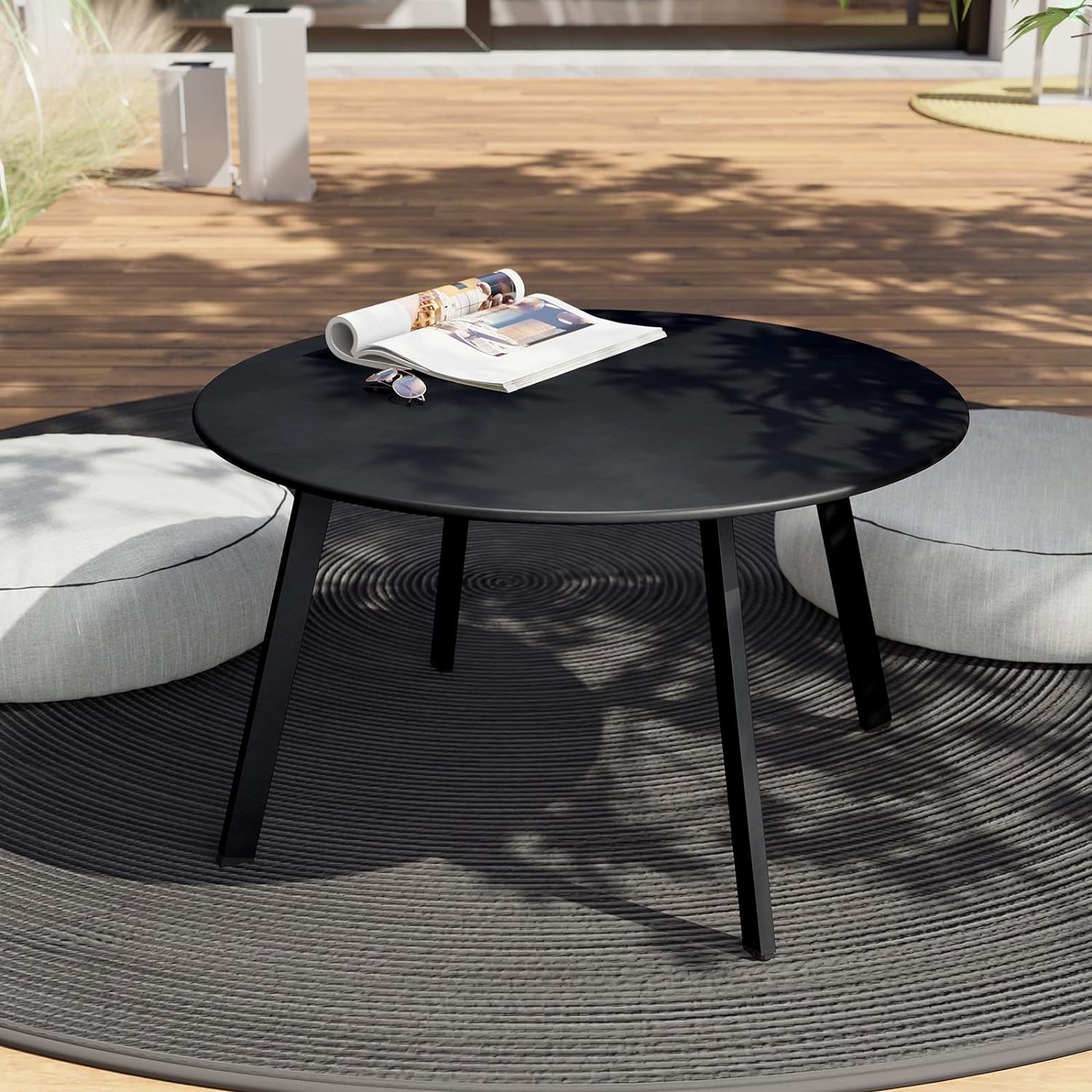 Round Steel Patio Coffee Table
