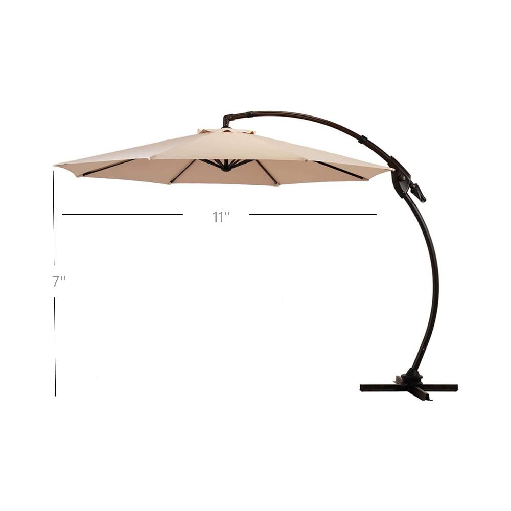 Napoli Cantilever Offset Umbrella with 360° Rotation, 11 FT Champagne (packed in one box)
