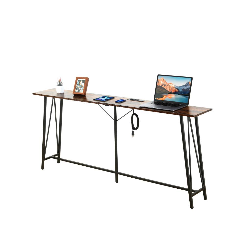 EVAJOY EN006 Console Table, 70.9” Industrial Sofa Table, Metal Frame & Inverted V-Shaped Design