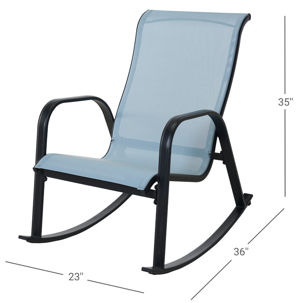 3-Piece Outdoor Bistro Set, 2PC Mesh Sling Rocking Chair(Blue)