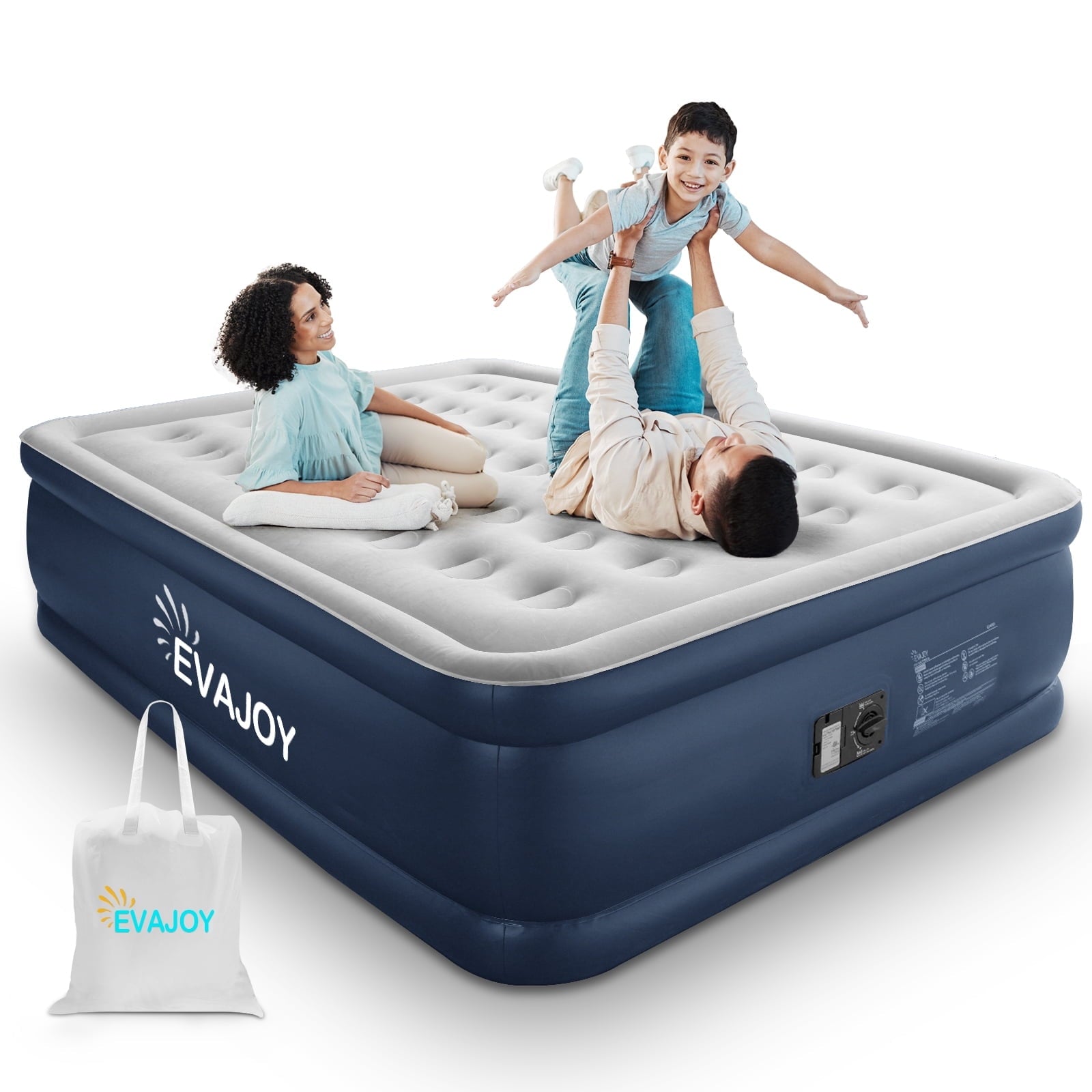 Evajoy Air Mattress, Inflatable Airbed with Built in Pump for Guest Home Camping Travel, 650lb Max, 18" Twin Size
