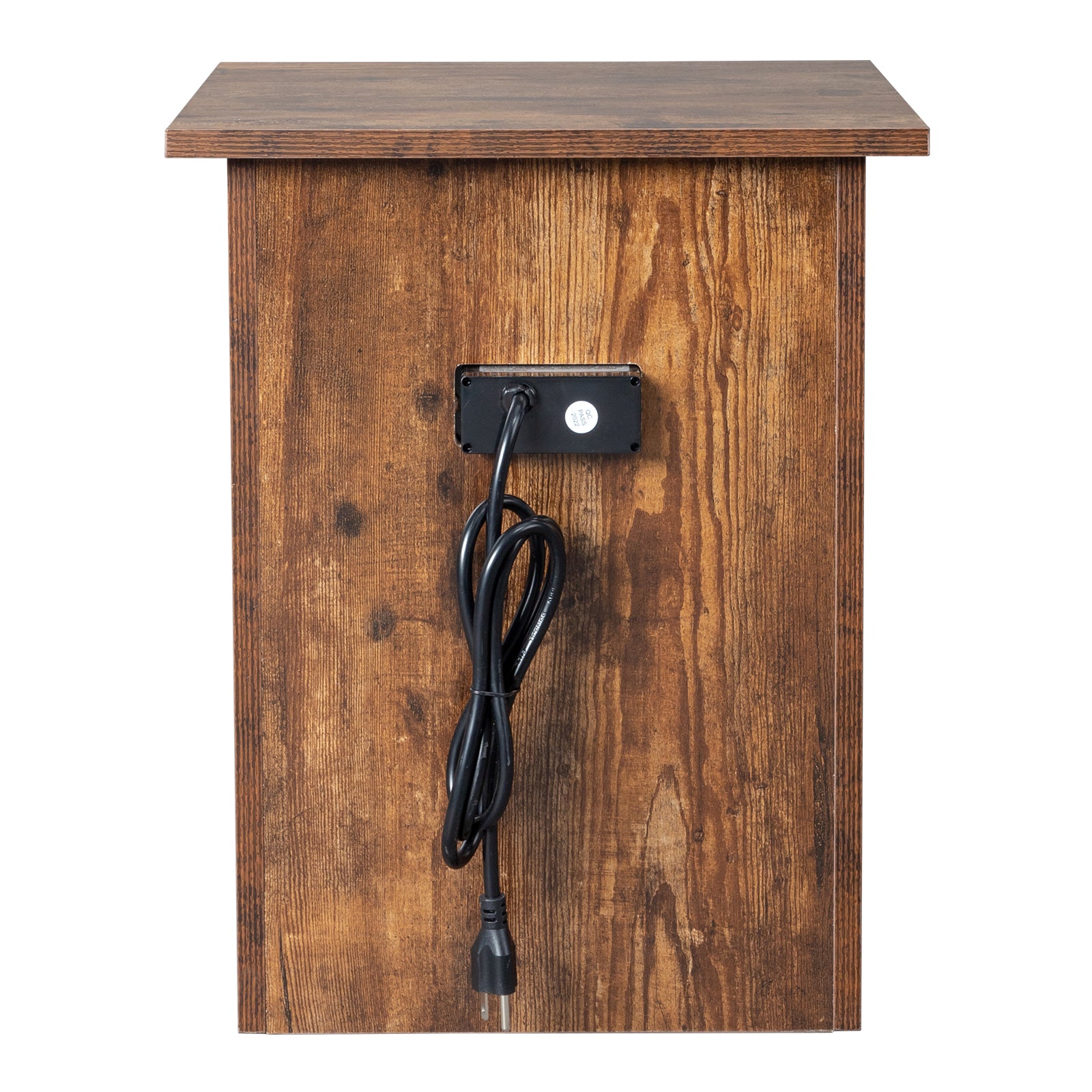 Vintage Wood Grain Color Chipboard With Triamine Can Be Pasted On The Upper And Lower Layers Of Universal Trackless Single Drawbar With 1.5M Long Power Cord USB Socket Bedside Cabinet