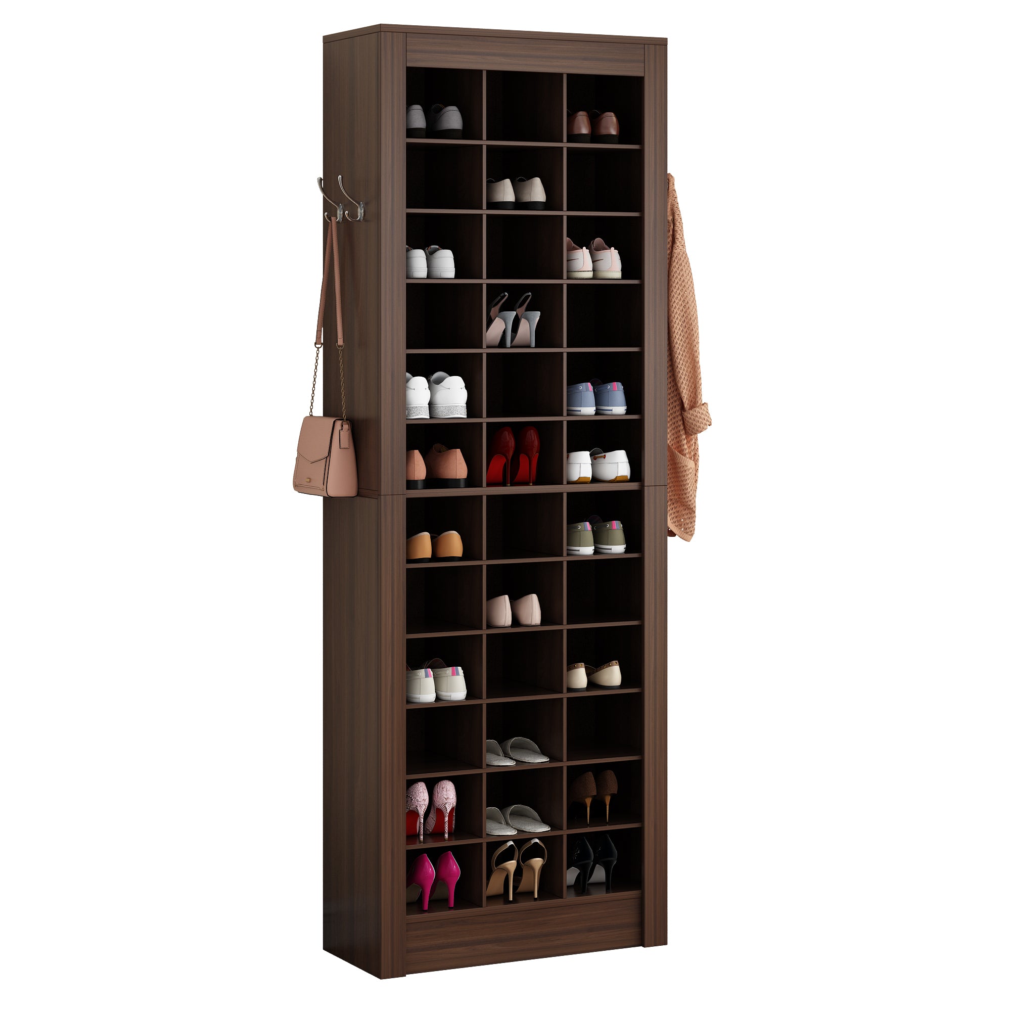 12-Layer 36-Compartment Shoe Rack with Particle Board and Melamine Adhesive - 72x32x203cm