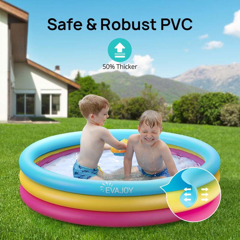 Inflatable Kiddie Pool, Evajoy 58'' x 13'' Ground Swimming Pool for Kids