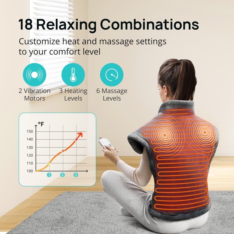 Heating Pad for Back Pain Relief, EVAJOY 24" x 29.5" Large Size Electric Massager Heating Pad