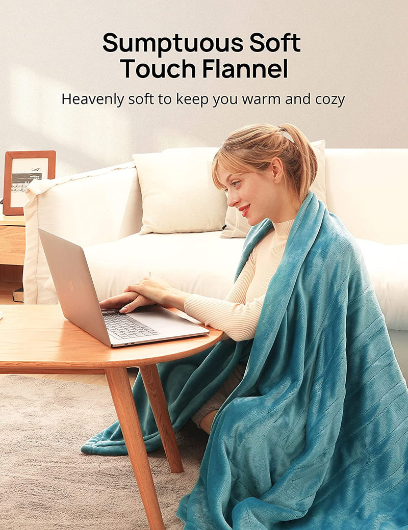 Electric Heated Blanket Full-Sized Heated Throw Blanket 72" x 84" Soft Flannel Fast Heating Blanket