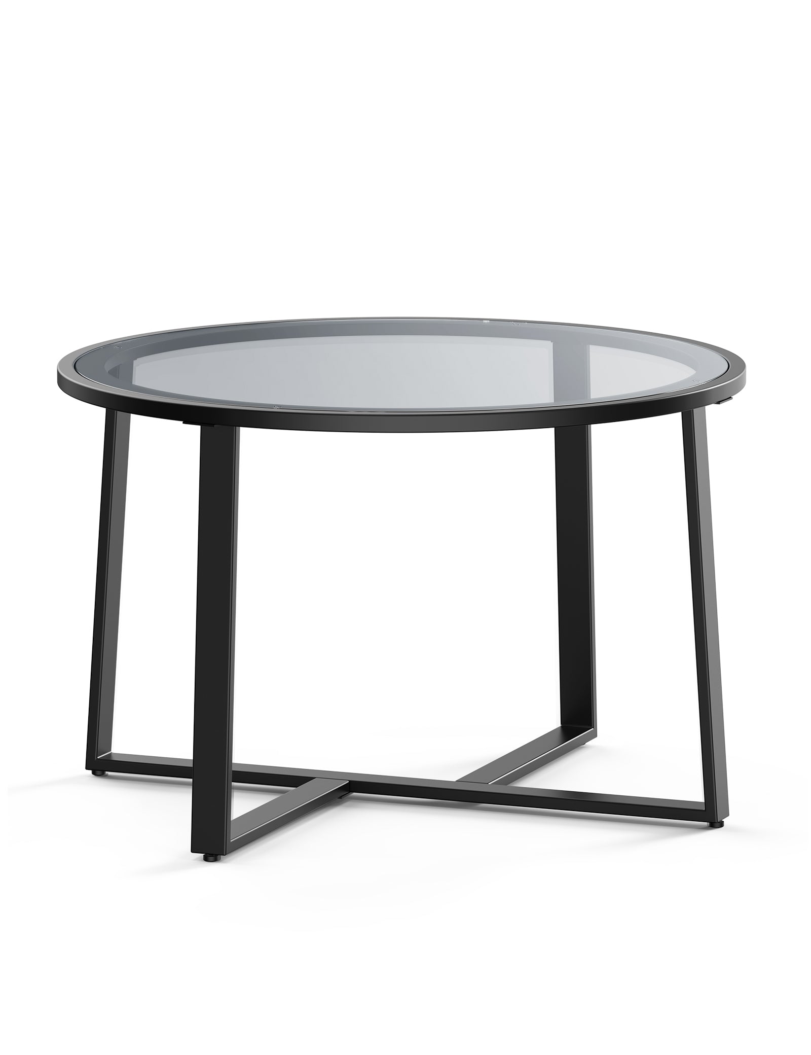 Evajoy LRF001 Coffee Table, 27.6" Alloy Steel Round Coffee Table with Tempered Glass Surface